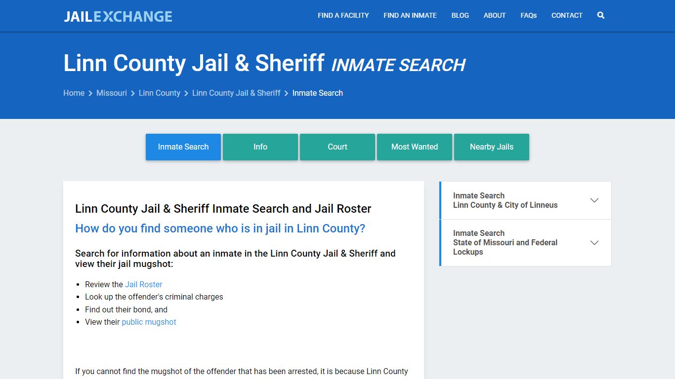 Inmate Search: Roster & Mugshots - Linn County Jail & Sheriff, MO